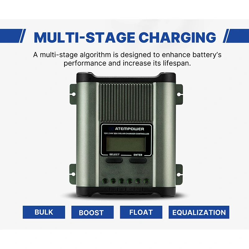 USB LCD Intelligent Lifepo4 Solar Panel Regulator 12V 24V 30A MPPT Solar Charge Controller